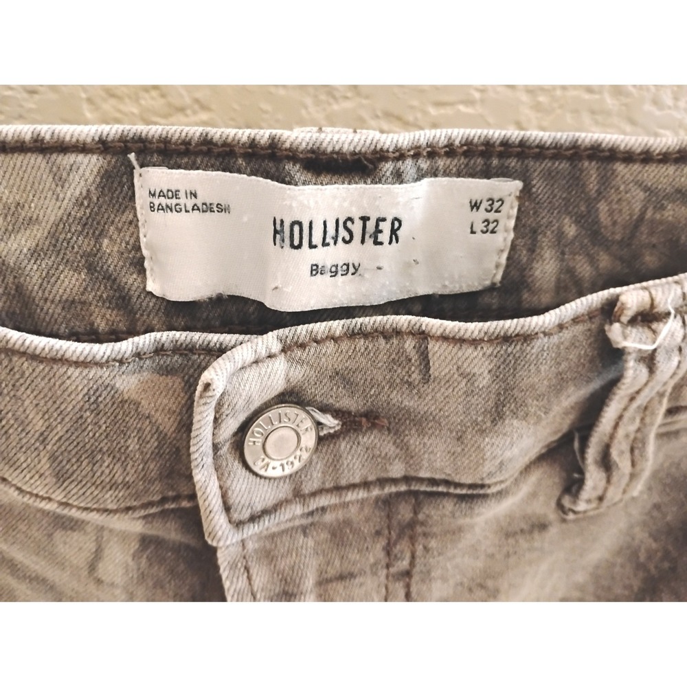 ▪️Hollister Grey Camo Baggy Carpenter Jeans 32x32 Streetwear Skater Grunge Y2K